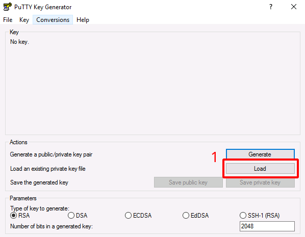 Painel da NNumbers Cloud, Acesso SSH: 6. Escolher um nome e salvar o arquivo convertido