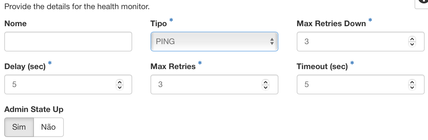 Painel da NNumbers Cloud, Load balancers: para os tipos HTTP e HTTPS os campos Nome, Tipo, Max Retries Down