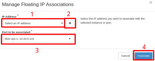 Painel da NNumbers Cloud, IPs flutuantes: na nova janela que se abriu, verifique se possui algum ip , caso