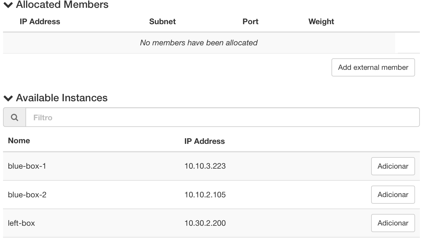 Painel da NNumbers Cloud, Load balancers: nesta tela o assistente de criação de load balancer permite