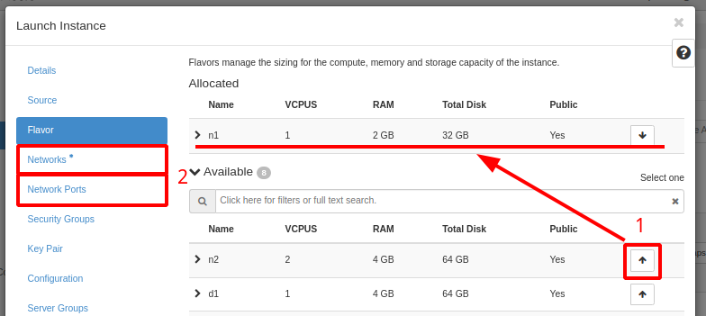 Painel da NNumbers Cloud, Instâncias computacionais: nessa tela, iremos escolher um plano para a instância