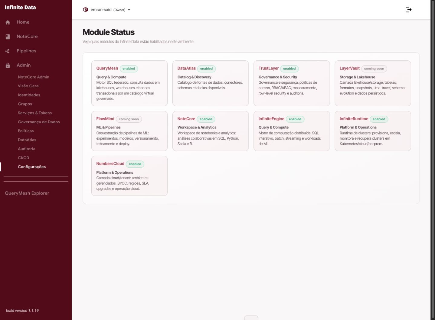 Ver status dos módulos