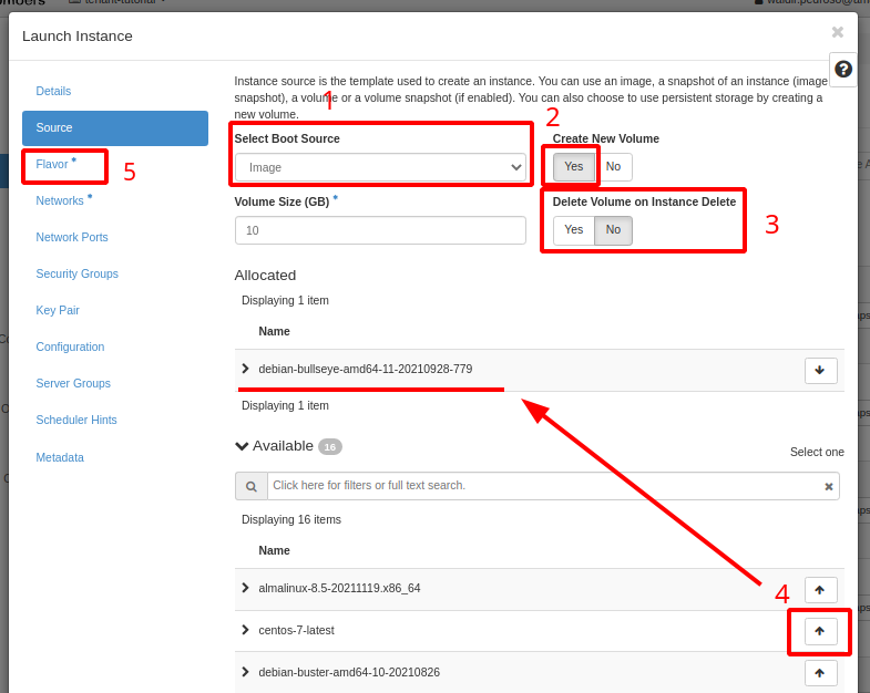 NNumbers Cloud console, Compute instances: once this screen is filled in, click to set the