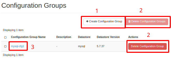 NNumbers Cloud console, Databases: a screen like the one below appears, where you can