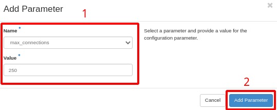 NNumbers Cloud console, Databases: in the window that opens, find the parameter under Name