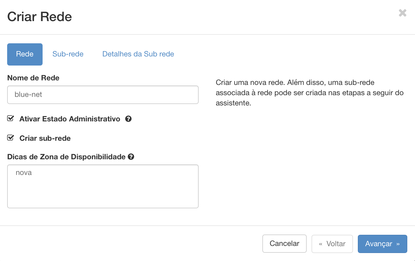 NNumbers Cloud console, Networks: availability zones where the DHCP agents can be scheduled