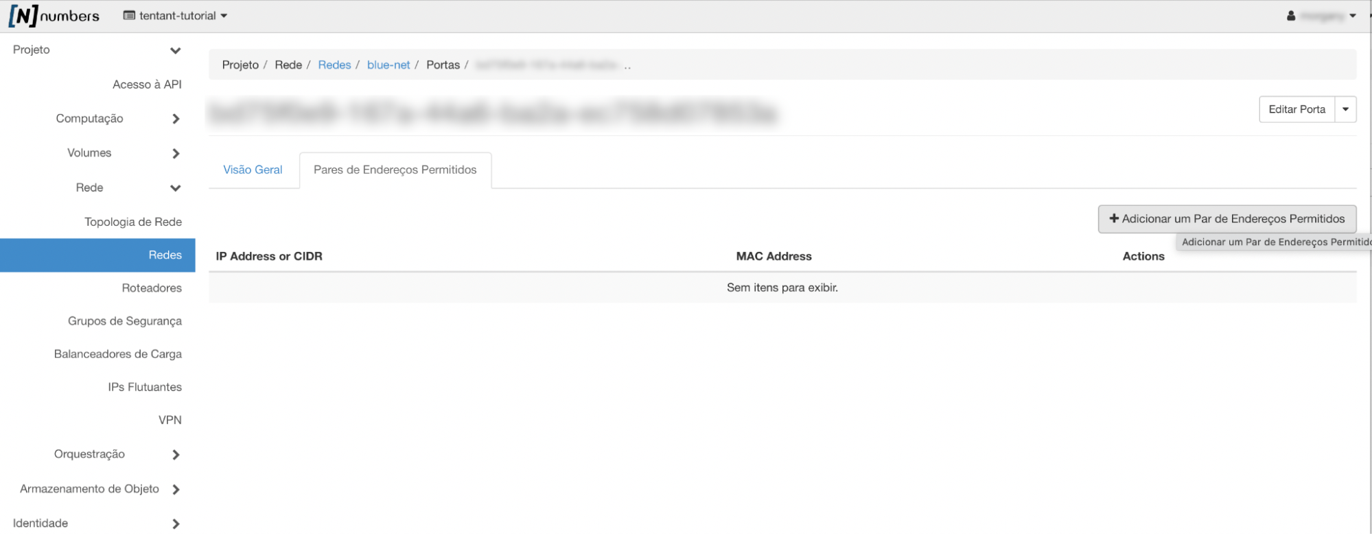 NNumbers Cloud console, Networks: under the Allowed Address Pairs tab, click Add Allowed Address Pair