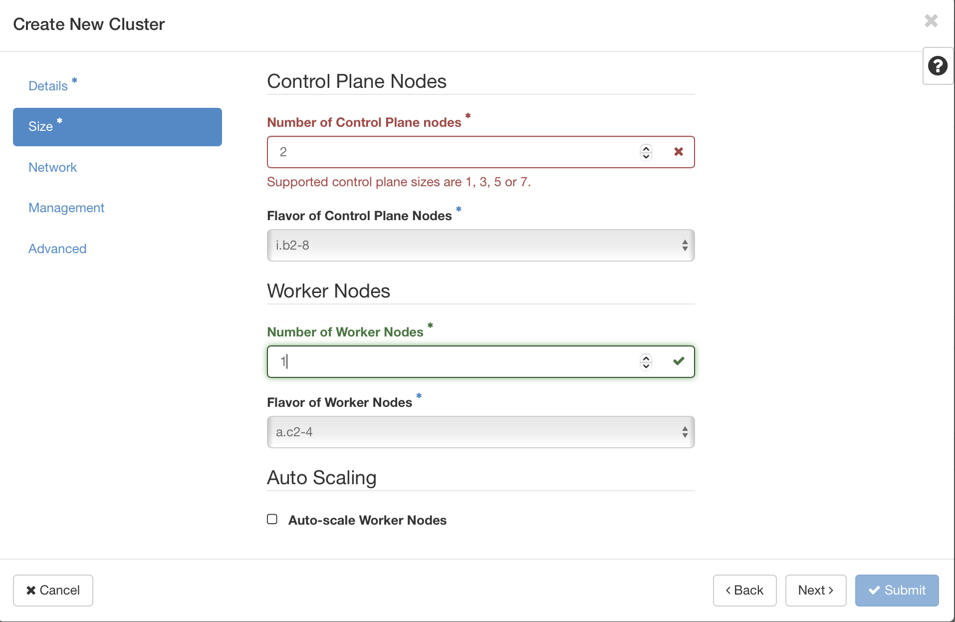NNumbers Cloud console, Container Infra (Kubernetes): before starting, check that you have quota