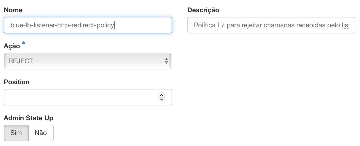 NNumbers Cloud console, Load balancers: fill in the L7 policy details